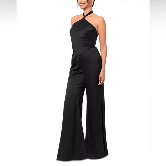 Halter Wide Leg Satin Jumpsuit - Picture 3 of 5